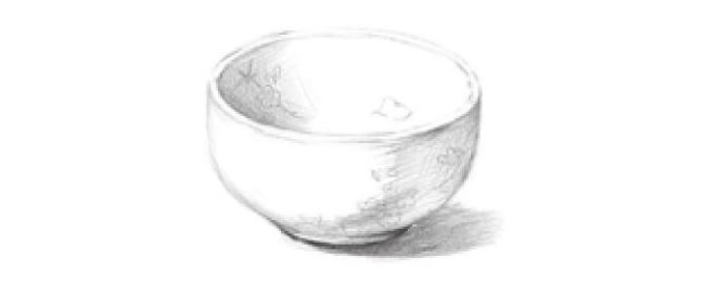 白色的陶瓷碗素描畫法步驟04