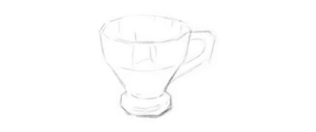 廚房里的玻璃杯子素描畫法步驟03