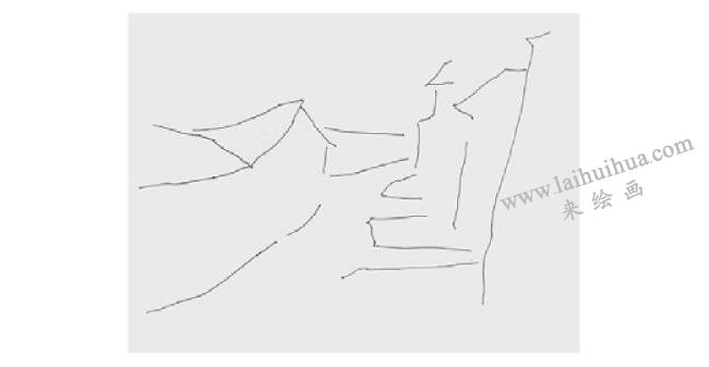 古鎮(zhèn)小巷風景速寫畫法步驟01
