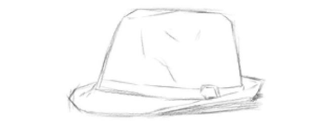 時(shí)尚的帽子素描畫法步驟02