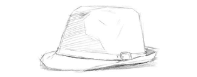 時(shí)尚的帽子素描畫法步驟03