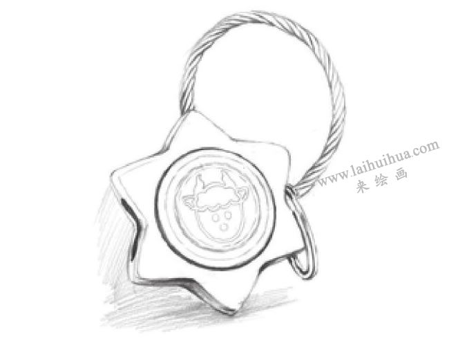 星座鑰匙扣素描畫法步驟04