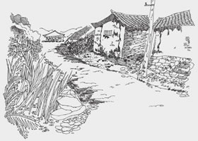 村道的風(fēng)景速寫畫法步驟