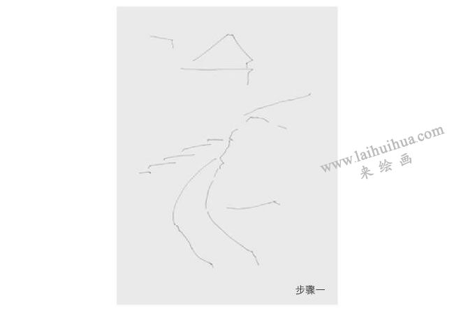 石板村風景速寫作畫步驟01