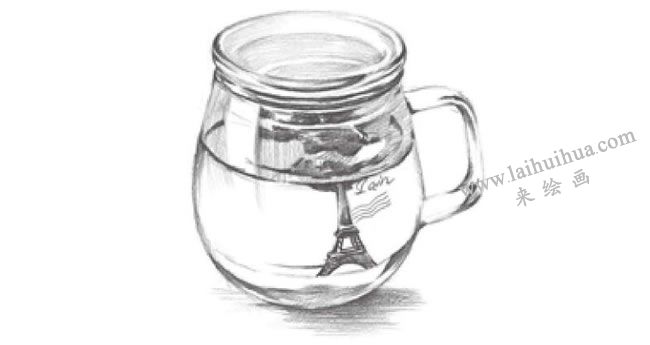 玻璃杯素描畫法步驟圖解07
