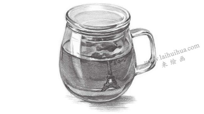玻璃杯素描畫