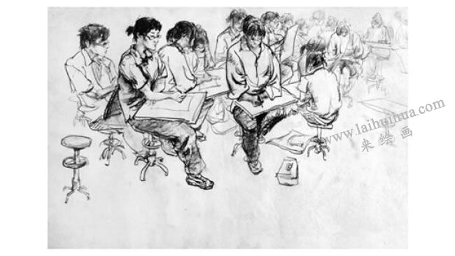 人物場(chǎng)景速寫的空間處理透視法