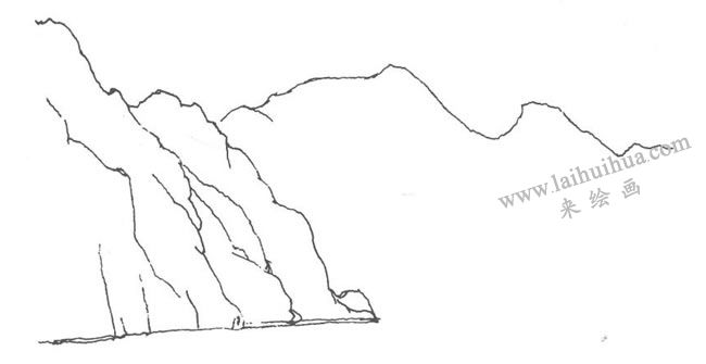 《三峽巫溪》鋼筆風景速寫作畫步驟01