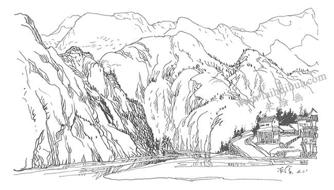 《三峽巫溪》鋼筆風景速寫