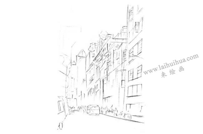 都市建筑的素描畫(huà)法步驟02