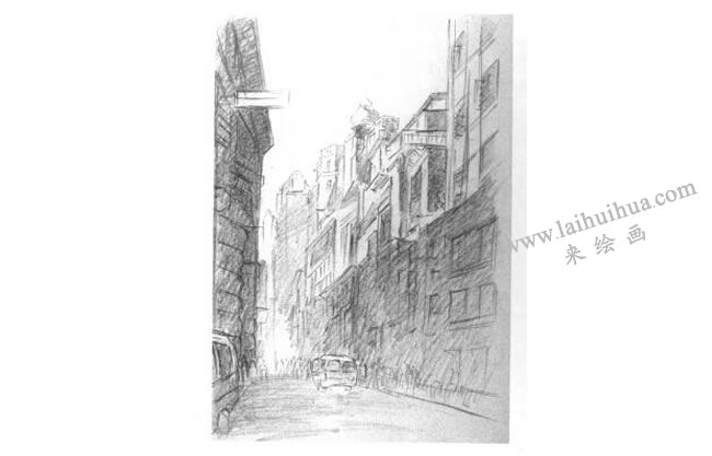 都市建筑的素描畫(huà)法步驟03