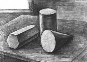 三個(gè)幾何體組合素描實(shí)例（一）