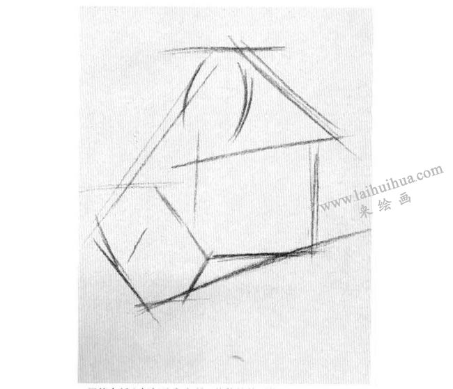 三個幾何體組合素描寫生作畫步驟01