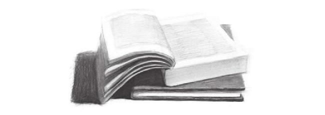 翻開的書本素描畫法步驟03
