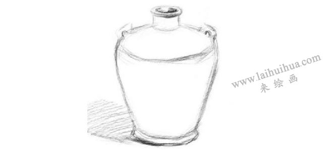 雙耳酒壇素描畫法步驟01