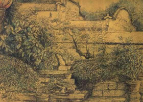 鋼筆素描西遞風(fēng)景素描作品