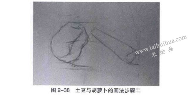 土豆與胡蘿卜素描畫法步驟02