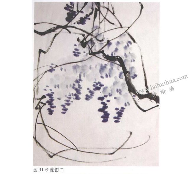《紫藤》水墨畫法步驟02