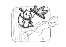 小松鼠創(chuàng)意素描畫法步驟