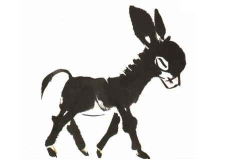毛驢兒童水墨畫(huà)法