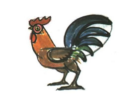公雞兒童水墨畫(huà)法