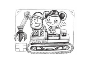 起重機(jī)創(chuàng)意素描畫法