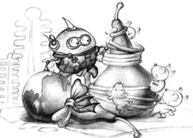 一對(duì)小葫蘆兒童創(chuàng)意素描畫法