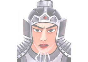戴頭盔的將軍水粉畫(huà)