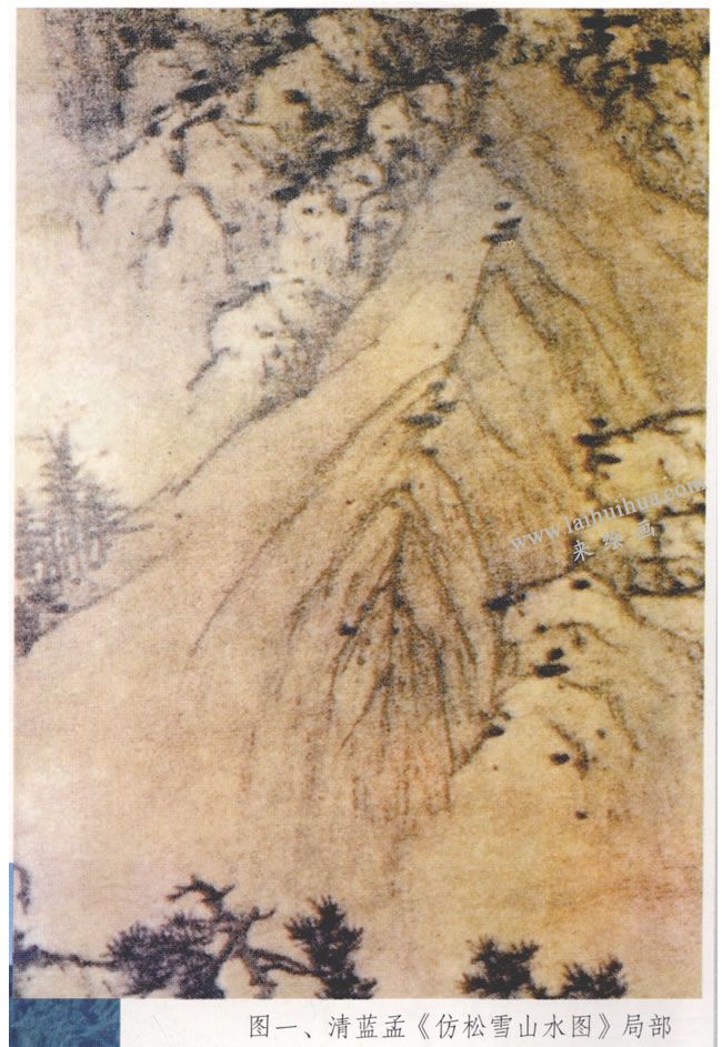 藍(lán)孟《仿松雪山水圖》局部