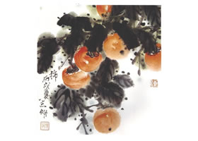 柿子國(guó)畫法步驟