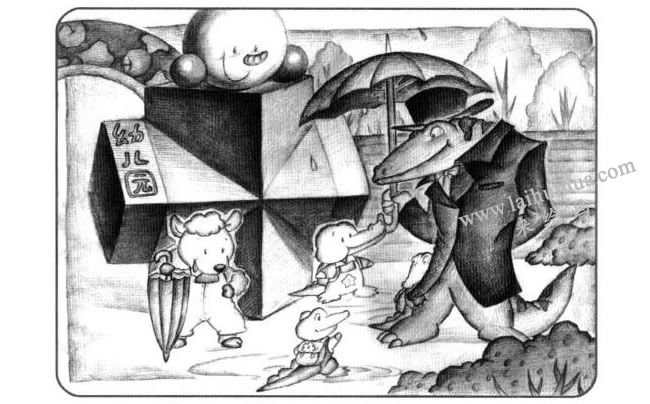 兩個(gè)長(zhǎng)方體組合兒童創(chuàng)意素描畫法步驟04