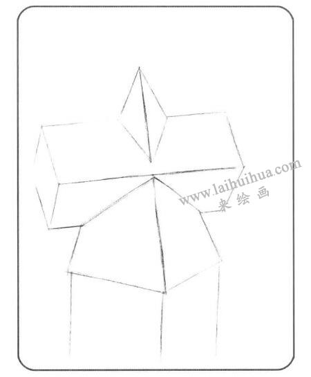 長(zhǎng)方體與棱柱的組合體兒童創(chuàng)意素描畫法步驟01
