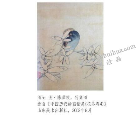 竹禽圖，陳洪綬