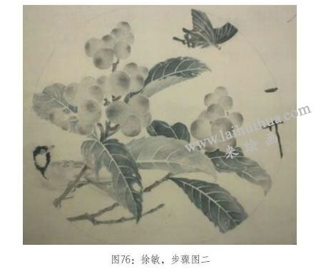 工筆畫(huà)《琵琶山鳥(niǎo)圖》臨摹步驟：分染