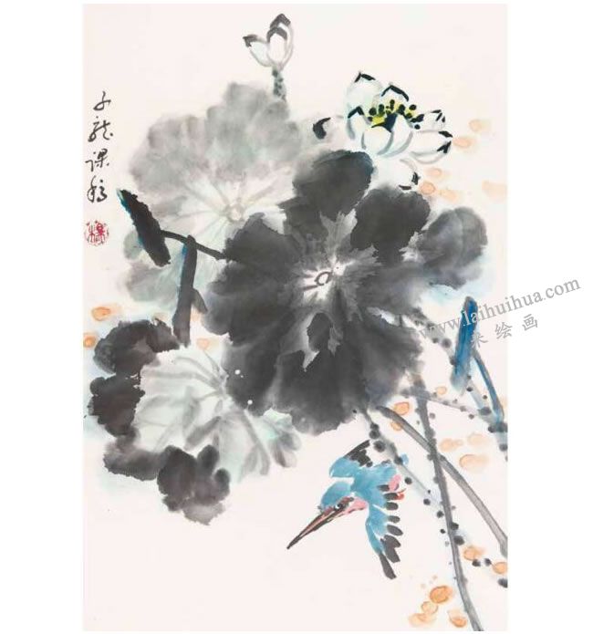 荷花翠鳥(niǎo)圖之二