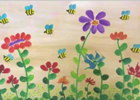 花兒朵朵開(kāi)兒童水粉畫(huà)法