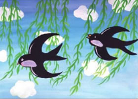 追尋春光水粉畫(huà)法步
