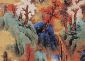 藍瑛《白云紅樹圖》軸賞析