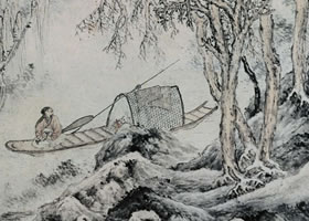 沈士充《寒塘漁艇圖》軸賞析