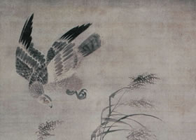 呂紀《殘荷鷹鷺圖》軸賞析