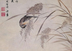 項圣謨《群雀稻蟹圖》軸賞析