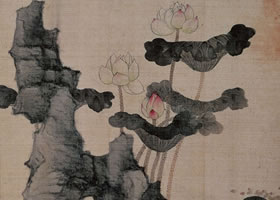 陳洪綬《湖石荷花圖》冊賞析