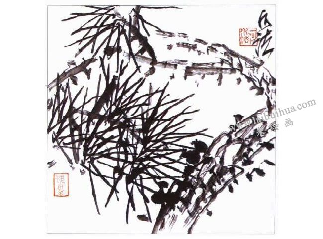 松柏的寫意畫法03