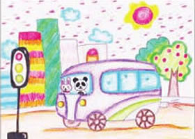 公共汽車蠟筆畫法