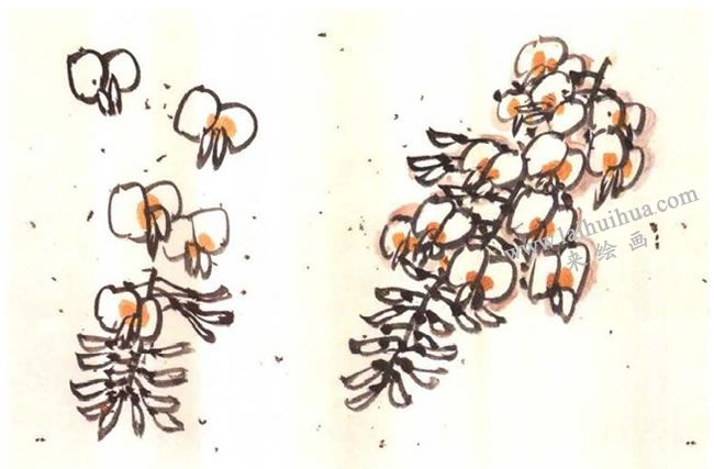 銀藤（白色）畫法，勾線法