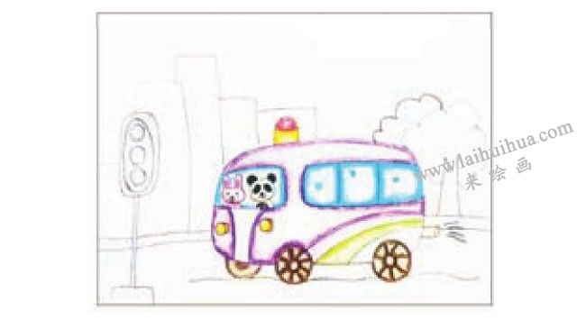 公共汽車(chē)蠟筆畫(huà)法步驟圖示02
