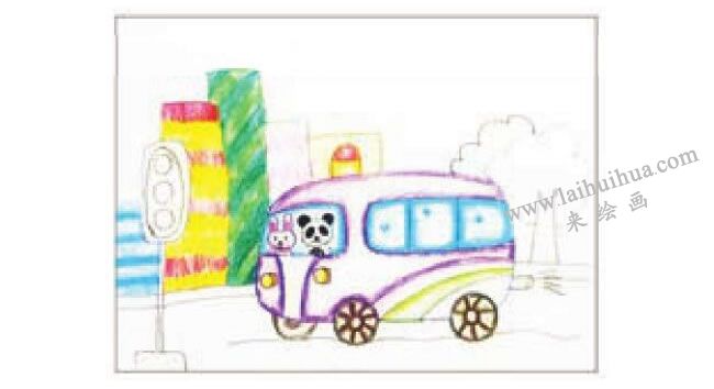 公共汽車(chē)蠟筆畫(huà)法步驟圖示03