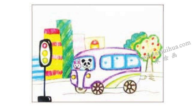 公共汽車(chē)蠟筆畫(huà)法步驟圖示04