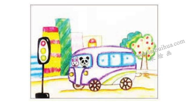 公共汽車(chē)蠟筆畫(huà)法步驟圖示05