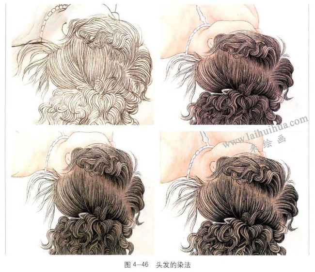 頭發(fā)的染法，工筆人物畫